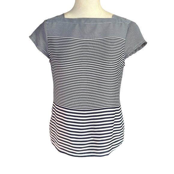 LOFT Petites blue and white striped short sleeve top women's size XSP - Picture 1 of 9